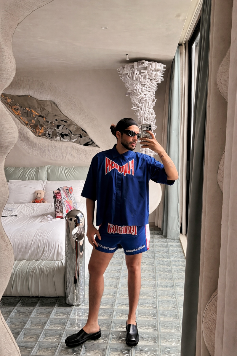 SIDDHARTH BATRA IN BLUE BRUTAL SHIRT